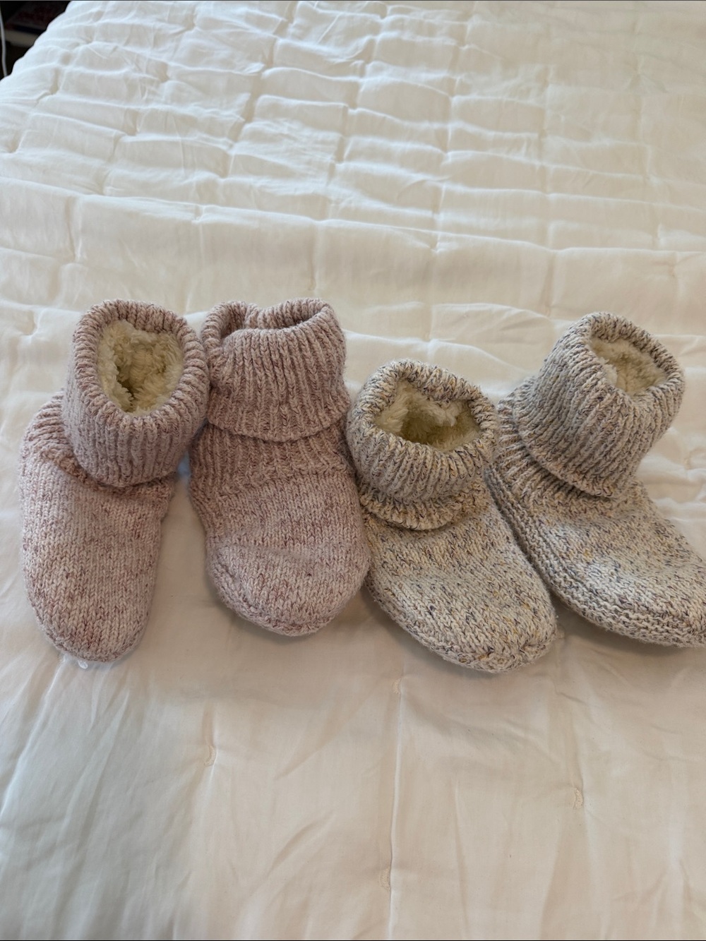 Lemon Knit Slipper Socks - Dusty Pink and Beige